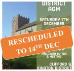 Clifford & Kington District AGM rescheduled